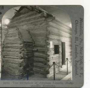 Geburtsort von Abraham Lincoln Hodgensville KY Keystone Stereoansicht um 1900 - Bild 1 von 4