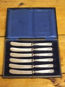 Coffret 6 couteaux anglais en argent et métal, Sheffield vers 1910 - Foto 1 di 9