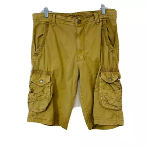 Brooklyn Laundry Cargo Shorts Uomo Taglia 32 Marrone Tasche a Scatto 100% Cotone Leggero - Foto 1 di 10