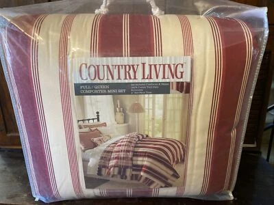 Juego de edredón completo Queen Country Living RedIvory granja clásico vintage nuevo en caja Foto 1 de 4