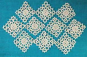 10 Cream Lace Floral Square Diamond Doily Lot 3.5 x 3.5 inch Doilies - Picture 1 of 9