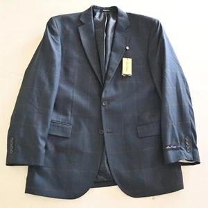 NEW Alan Flusser 42R Navy Check Windowpane Mens Sport Coat Suit Jacket - Picture 1 of 24