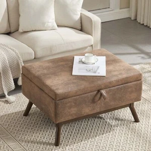 Storage Ottoman Top Coffee Table Bench with Storage for Living Room Bedroom - Picture 1 of 19
