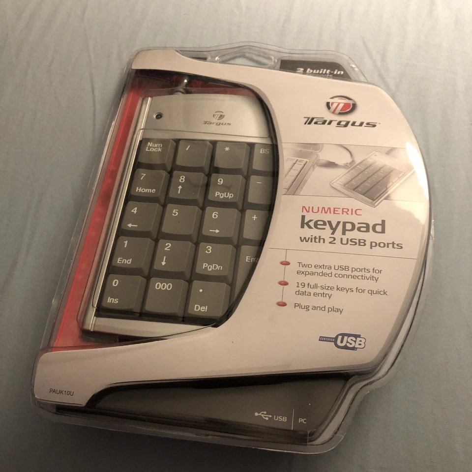 TARGUS Numeric Keypad w/2 USB ports 19 Full Size Keys Data Entry Windows PC NEW. - Image 1 of 1