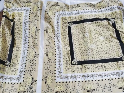 Corte grande de cuadrados de tela sedosa flores orientales amarillo/crema negro 152x60 B75 Foto 1 de 4