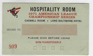 1971 Baltimore Orioles ALCS Hospitality Room Pass - Bild 1 von 1
