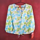 Hearts Of Palm Lightweight Button Up Top 14 Turquoise White Lime Icy Shimmer 14
