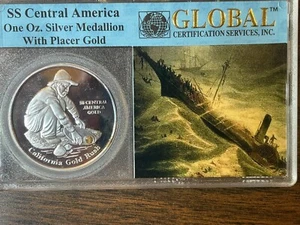 SS Central America 1 Oz Silver Medallion with Pacer Gold. Global Cert. Service - Picture 1 of 3