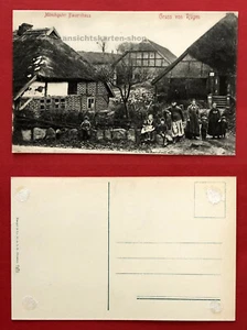 AK RÜGEN um 1910 Mönchguter Bauernhaus mit Typen Bewohnern  ( 77960 - Bild 1 von 1