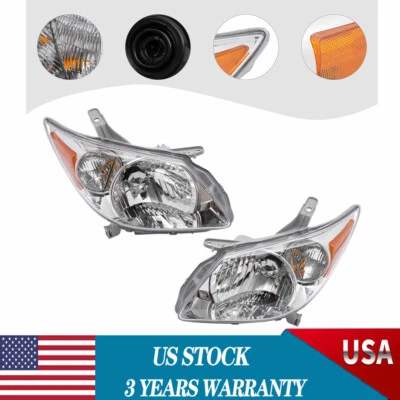 For 2005-2008 Pontiac Vibe Halogen Headlights Headlamps Assembly Left+Right Pair - Bild 1 von 4
