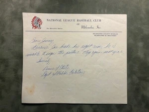 Milwaukee Braves Rejection Letter (Joe Adcock?) - TTM - VSC of Tarzana - Picture 1 of 3