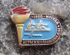 1980 Moskau Olympische Sommerspiele Rudern Doppelscheulen Paar Event Pin Abzeichen - Bild 1 von 2