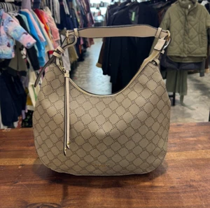 Nine West Irina Beige Logo/Milk Zip Top Hobo Bag (BAG861) - Picture 1 of 4