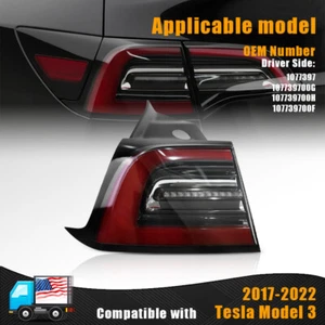 Fit For Tesla Model 3 2017-2020 LED Tail Lamp Outer Rear Left Driver Side Light - Picture 1 of 15