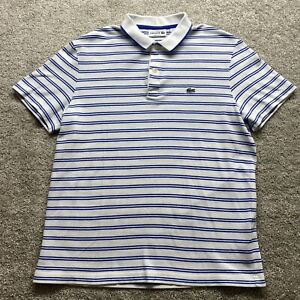 Lacoste Polo Adult Large White With Blue Stripes Mens