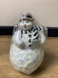 Snowman Sculpted Molded Wax Candle Primitive Country Holiday Decorative - Foto 1 di 7