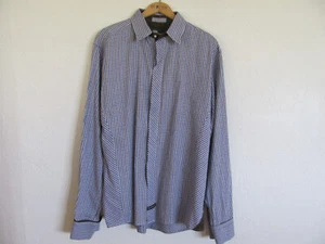 English Laundry L/S Button Down Shirt-French Cuffs-Blue Brown Checks- Men's XL - Picture 1 of 10