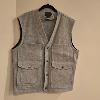 Pendleton Wool Vest Light Gray Size L Front Snap Closure Multiple Pockets - Image 1 of 4