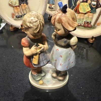 Hummel Figurine "Knitting Lesson", Number 256, 7 1/2 inches, TMK-5 - Image 1 of 4