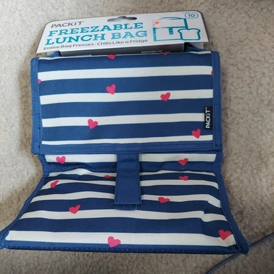 PACKiT Freezer Striped heart design Lunch Freezer Bag (New) - Image 1 of 2