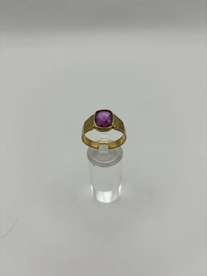 Antique Timeless 18k Solid Yellow Gold Natural Ruby Ring – 6.4 Grams Size 11 - Image 1 of 4