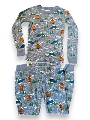 Hanna Andersson 2 Piece Pajamas Blue Ski Mountain Winter Cabin Size 130 US 8 - Image 1 of 4