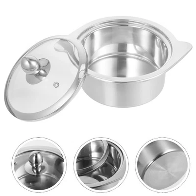  Pentole Piccole Piccola Pentola in Acciaio Inossidabile Di Zuppa Con Coperchio - Immagine 1 di 4