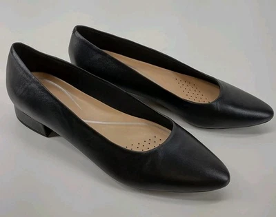 Zapatos de vestir Easy Spirit Caldise talla 9,5 zapatos de salón tacón bajo punta puntiaguda negros nuevos Foto 1 de 4