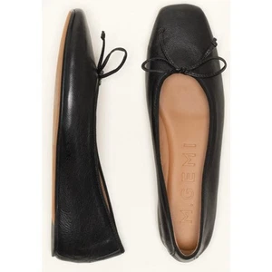 M. Gemi "The Danza" Ballerinas Gr. 37 (US 7) schwarz Leder italienische Schleife eckige Zehenpartie - Bild 1 von 9