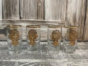 Peruanische Schnapsgläser 4er Set. 14k Gold Top Zustand - Bild 1 von 13
