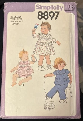 Simplicity Pattern Toddler Sz. 1/2 & Sz.1 Dress With Long Pants - Image 1 of 3