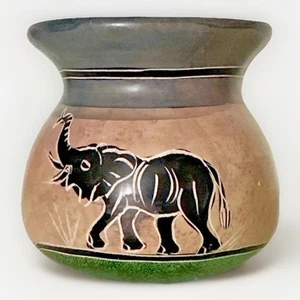 Elephant Marula Tree Pen Holder Hand Carved Soap Stone Kenya Africa - Picture 1 of 12