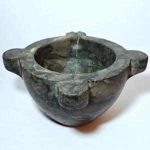Large 18th Century Black Marble Stone Antique Mortar with Ears 10" FREE SHIPPING - Picture 1 of 18