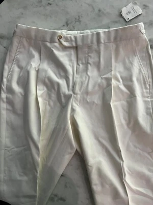 Pantalones plisados Brunello Cucinelli marfil mezcla de cachemir y algodón talla $1,895 MSRP Foto 1 de 4