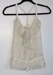 HOLLISTER Women Spring Blouse Top Shirt Small Ivory Sleeveless Poly New - Picture 1 of 7