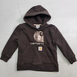 Carhartt Toddler Boys Hoodie Pullover Sweatshirt Brown Camouflage Logo Sz 4T EUC - Picture 1 of 7
