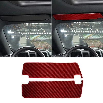 2×Red Carbon Fiber Car Roof Sun Visor Panel Cover For Chevrolet Camaro 2010-2015 - Изображение 1 из 4