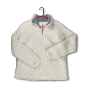 Women's Size L Large SO COZY SOFTEST SHERPA Pullover Faux Fur Coconut White Zip - Picture 1 of 11