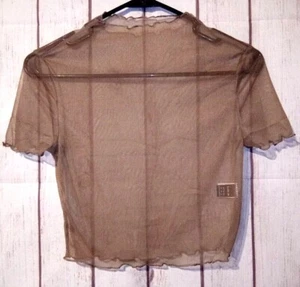 SHEIN Crop Top See Through Sheer Mesh Short Sleeve - Picture 1 of 1