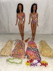 Two Vintage Pre-Owned Hawaiian Steffi Faced Barbie Dolls with Gear &Accessories 