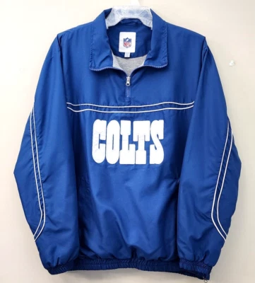 NFL 印第安纳波利斯小马队四分之一拉链套衫风衣夹克 XXL 有衬里 — 第 1/4 张图片