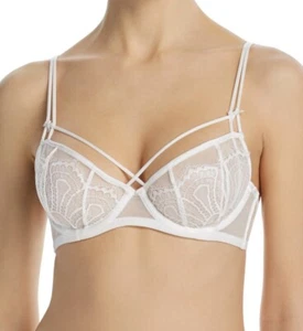 Dita Von Teese Bra Maestra White Size 32D Underwired Balcony Mesh Lace Strapping - Picture 1 of 12