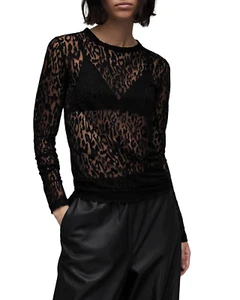 Camiseta All Saints Mujer Negra Francesco Anita Top Diseñador Manga Larga Sin Forro - Imagen 1 de 4