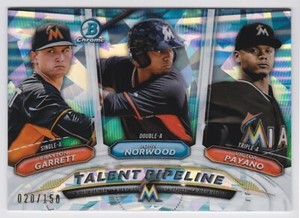 2018 Bowman Garrett/Norwood/Payano Talent Pipeline Atomic Refractor /150 Marlins