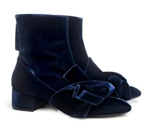 N 21 Knotted Velvet Ankle Boots Navy uk 5 eu 38 New - Picture 1 of 9