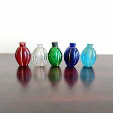 19c Vintage Rzadko Wiktoriański Kolorowe szkło Perfumy Zestaw butelek z 5 dekoracjami
