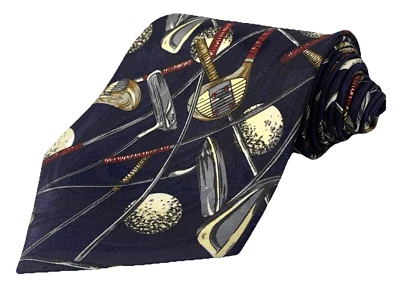 Corbata Designs by A. ROGERS para hombre talla 4" x 57" gris marino palos de golf y pelotas corbata Foto 1 de 4