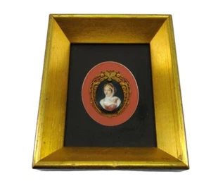 Vintage handgemaltes gerahmtes Portrait Porzellan Miniatur Kamee - Bild 1 von 12