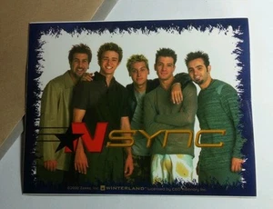 NSYNC VTG '00 BLUE BORDER PHOTO GROUP BAND 4x5 MUSIC STICKER - Picture 1 of 1