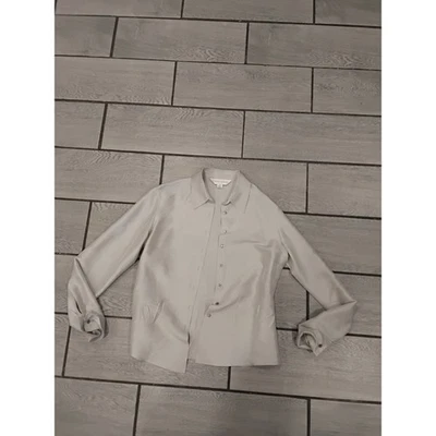 Camisa Blusa Top CASUAL CORNER Mujer Seda Con Botones Beige Claro Talla 6 Foto 1 de 4